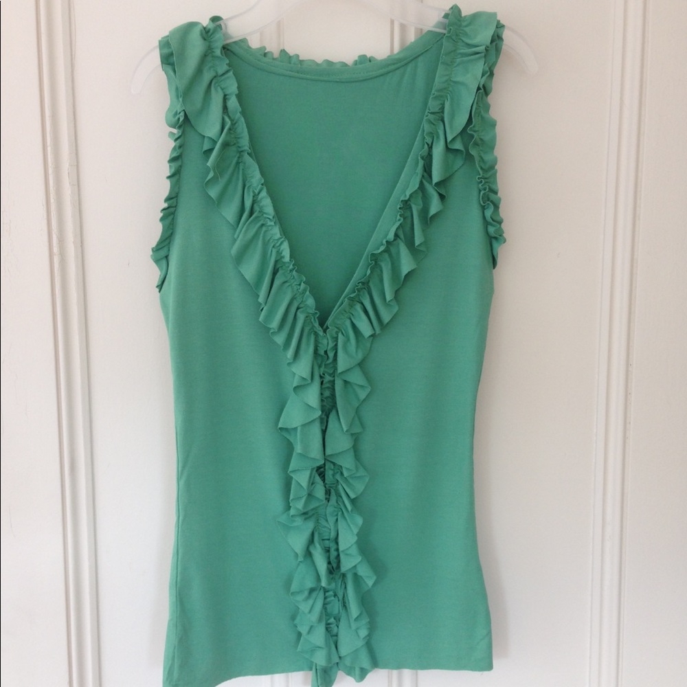 ZOOM Ruffle V-Neck Sleeveless Shirt Top Blouse